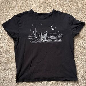 Fifth Sun Black Tee with Desert Wolf Design